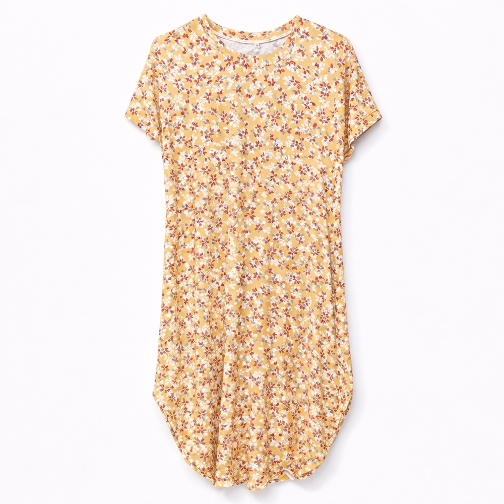 Floral Short Sleeve Swing Dress • Yellow Multi • Size L